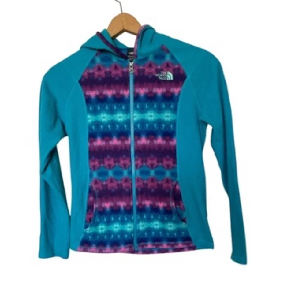 The‎ North Face Girls Full Zip Fleece Hoodie Turquoise Purple Size L